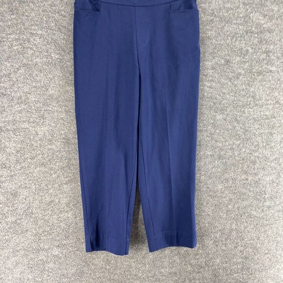 Isaac Mizrahi Dress Pants Women 10 Blue Mid Rise Pull On Pleated Elastic Waist - Picture 4 of 11